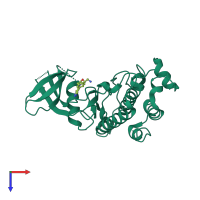PDB entry 2wmx coloured by chain, top view.
