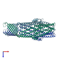 PDB entry 2wmz coloured by chain, top view.