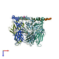 PDB entry 2wn9 coloured by chain, top view.