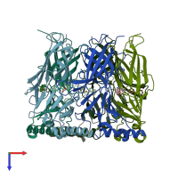 PDB entry 2wnc coloured by chain, top view.