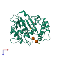 PDB entry 2wnf coloured by chain, top view.