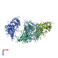 PDB entry 2wni coloured by chain, top view.