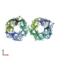 PDB entry 2wnl coloured by chain, front view.