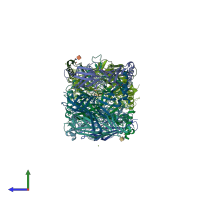 PDB entry 2wnl coloured by chain, side view.