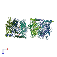 PDB entry 2wnl coloured by chain, top view.