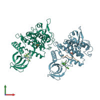 PDB entry 2wo6 coloured by chain, front view.