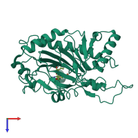 PDB entry 2wo7 coloured by chain, top view.