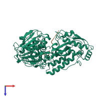 PDB entry 2wok coloured by chain, top view.