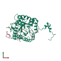 PDB entry 2woq coloured by chain, front view.