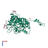 PDB entry 2woq coloured by chain, top view.