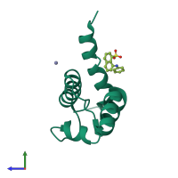 PDB entry 2wor coloured by chain, side view.