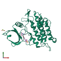 PDB entry 2wou coloured by chain, front view.