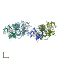 PDB entry 2wov coloured by chain, front view.