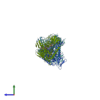 PDB entry 2wov coloured by chain, side view.