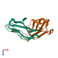 PDB entry 2wp3 coloured by chain, top view.