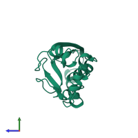 PDB entry 2wp7 coloured by chain, side view.