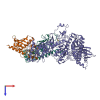 PDB entry 2wp8 coloured by chain, top view.