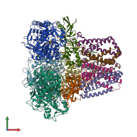 PDB entry 2wp9 coloured by chain, front view.