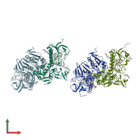 PDB entry 2wpc coloured by chain, front view.