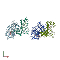 PDB entry 2wpf coloured by chain, front view.