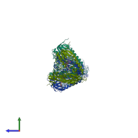 PDB entry 2wpf coloured by chain, side view.