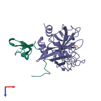 PDB entry 2wpi coloured by chain, top view.