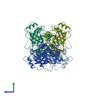 PDB entry 2wpo coloured by chain, side view.