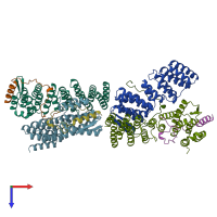 PDB entry 2wpv coloured by chain, top view.