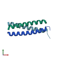 PDB entry 2wpz coloured by chain, front view.