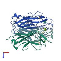 PDB entry 2wq4 coloured by chain, top view.