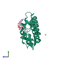 PDB entry 2wq5 coloured by chain, side view.