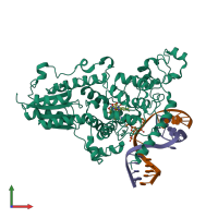 PDB entry 2wq6 coloured by chain, front view.