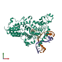 PDB entry 2wq7 coloured by chain, front view.