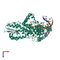 PDB entry 2wq7 coloured by chain, top view.