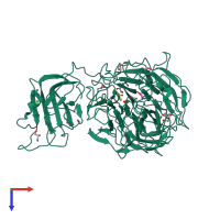 PDB entry 2wq8 coloured by chain, top view.