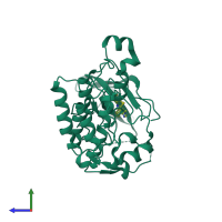 PDB entry 2wqb coloured by chain, side view.