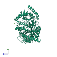 PDB entry 2wqd coloured by chain, side view.