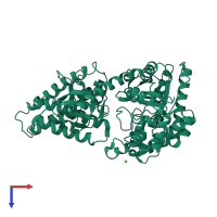 PDB entry 2wqd coloured by chain, top view.