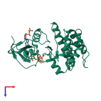 PDB entry 2wqe coloured by chain, top view.