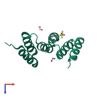 PDB entry 2wqh coloured by chain, top view.