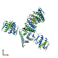 PDB entry 2wqj coloured by chain, front view.