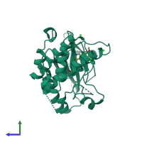 PDB entry 2wqo coloured by chain, side view.