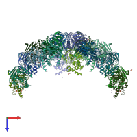 PDB entry 2wqt coloured by chain, top view.