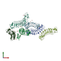 PDB entry 2wqu coloured by chain, front view.