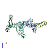 PDB entry 2wqu coloured by chain, top view.