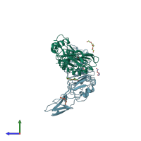 PDB entry 2wqv coloured by chain, side view.