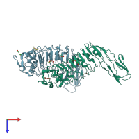 PDB entry 2wqw coloured by chain, top view.