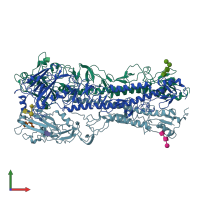 PDB entry 2wr1 coloured by chain, front view.