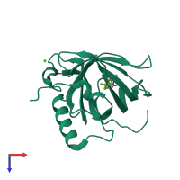 PDB entry 2wr6 coloured by chain, top view.