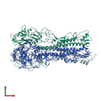 PDB entry 2wrc coloured by chain, front view.